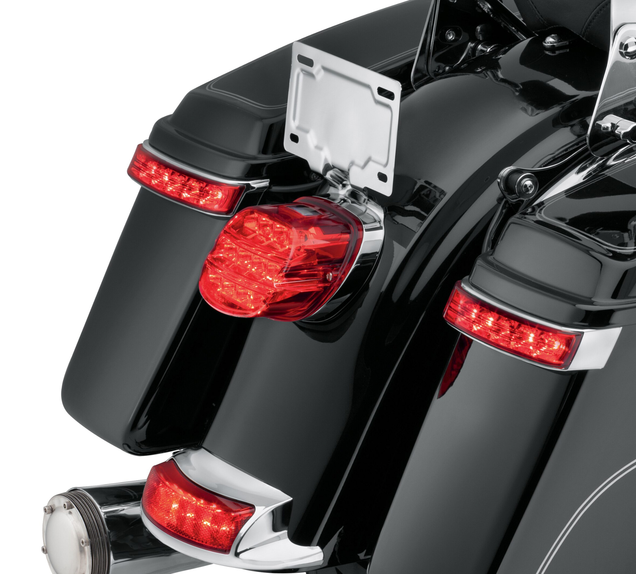 1 Pcs LED Saddlebag Run/Brake/Turn Lamp Light Chrome Housing/Red Lens Compatible with Harley 14-19 